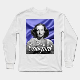 Joan Crawford Purple background Long Sleeve T-Shirt